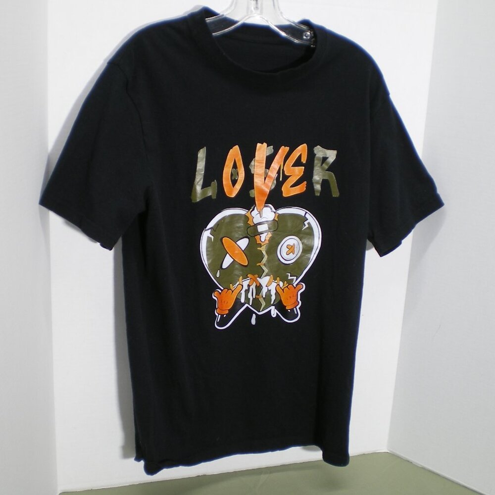 Loser Lover Drip Heart Graphic Tee Shirt, Black, Size Large